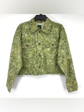 Wild Fable Olive Green floral printed Cropped Jacket